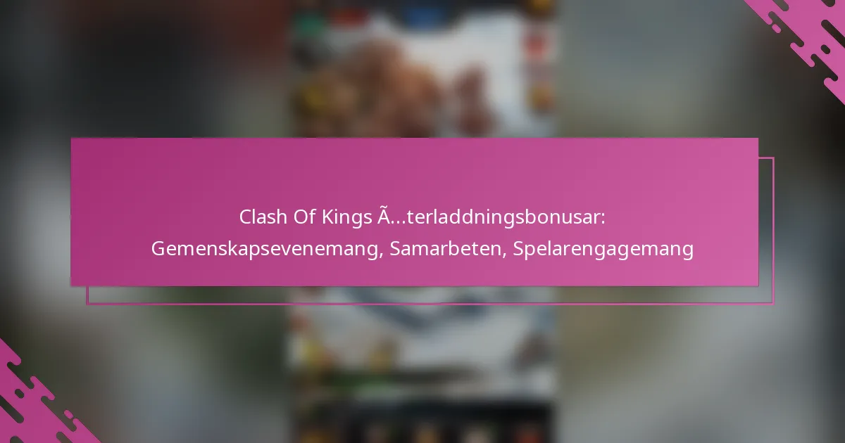 Clash Of Kings Återladdningsbonusar: Gemenskapsevenemang, Samarbeten, Spelarengagemang