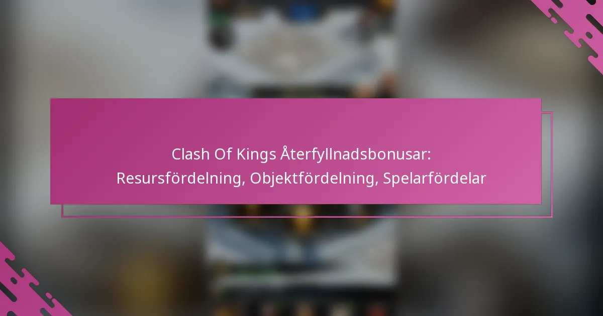 Clash Of Kings Återfyllnadsbonusar: Resursfördelning, Objektfördelning, Spelarfördelar