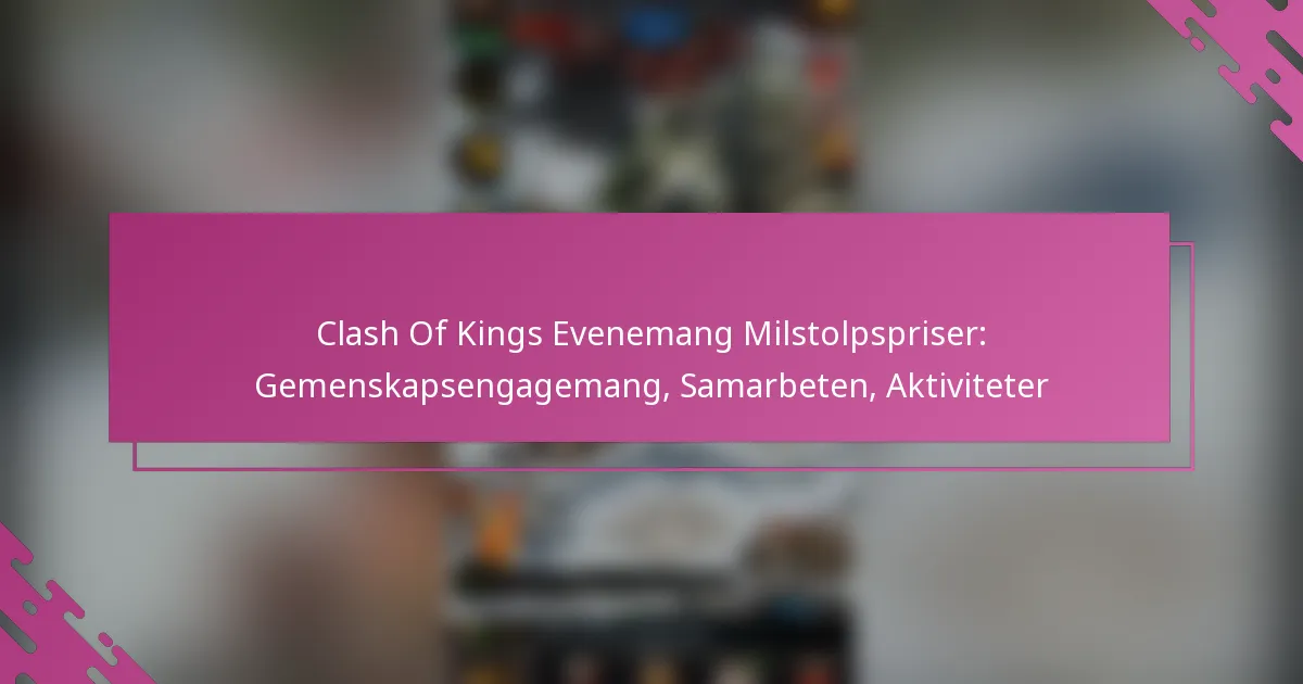 Clash Of Kings Evenemang Milstolpspriser: Gemenskapsengagemang, Samarbeten, Aktiviteter