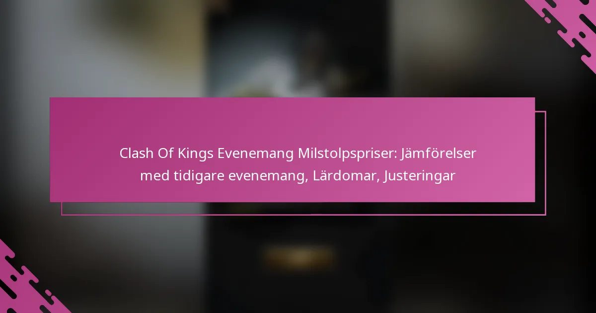 Clash Of Kings Evenemang Milstolpspriser: Jämförelser med tidigare evenemang, Lärdomar, Justeringar