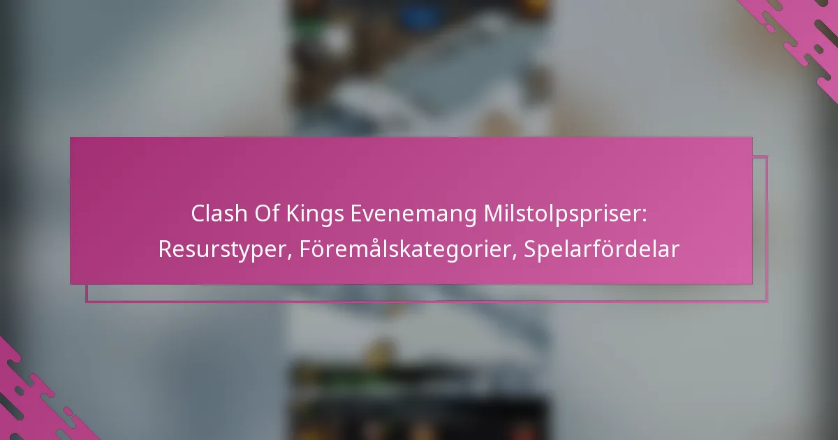 Clash Of Kings Evenemang Milstolpspriser: Resurstyper, Föremålskategorier, Spelarfördelar