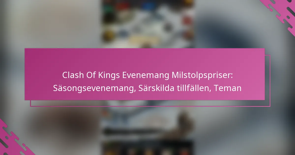 Clash Of Kings Evenemang Milstolpspriser: Säsongsevenemang, Särskilda tillfällen, Teman