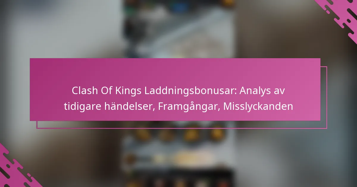 Clash Of Kings Laddningsbonusar: Analys av tidigare händelser, Framgångar, Misslyckanden