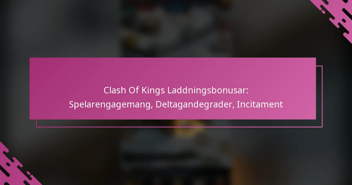 Clash Of Kings Laddningsbonusar: Spelarengagemang, Deltagandegrader, Incitament