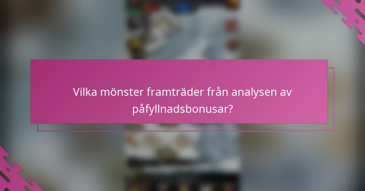 Vilka mönster framträder från analysen av påfyllnadsbonusar?
